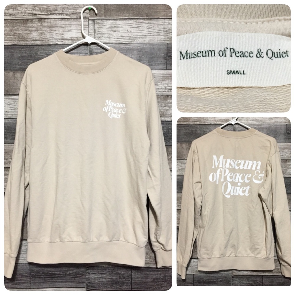 Museum Of Peace & Quiet Sweatshirt Adult Small Cream Crewneck Pullover